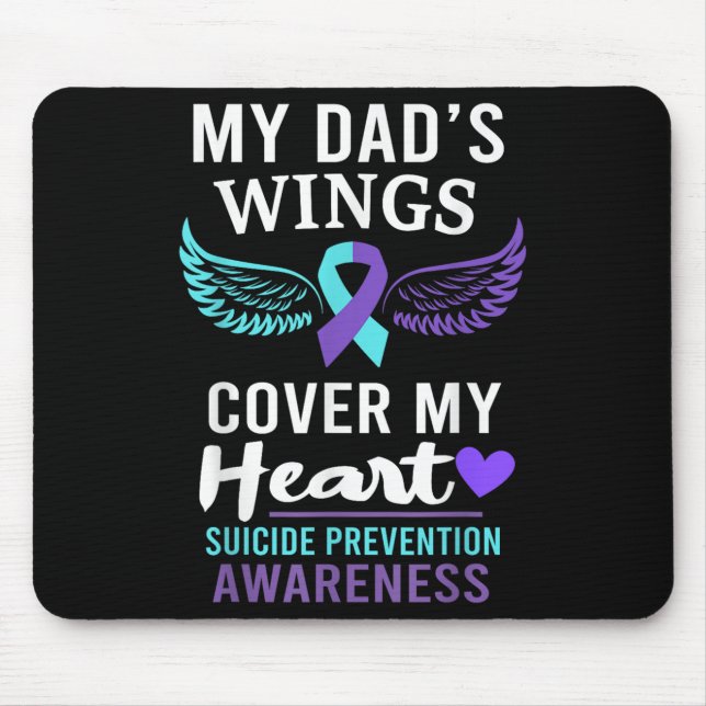 Alfombrilla De Ratón My Dad's Wings Cover Heart Suicide Awareness Ribbo (Frente)
