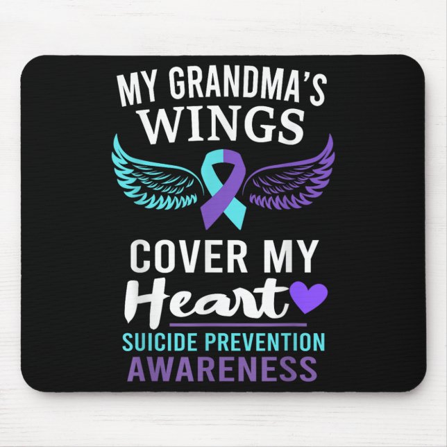 Alfombrilla De Ratón My Grandma's Wings Cover Heart Suicide Awareness R (Frente)