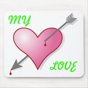 Alfombrilla De Ratón My Love Pink Heart Arrow Mousepad