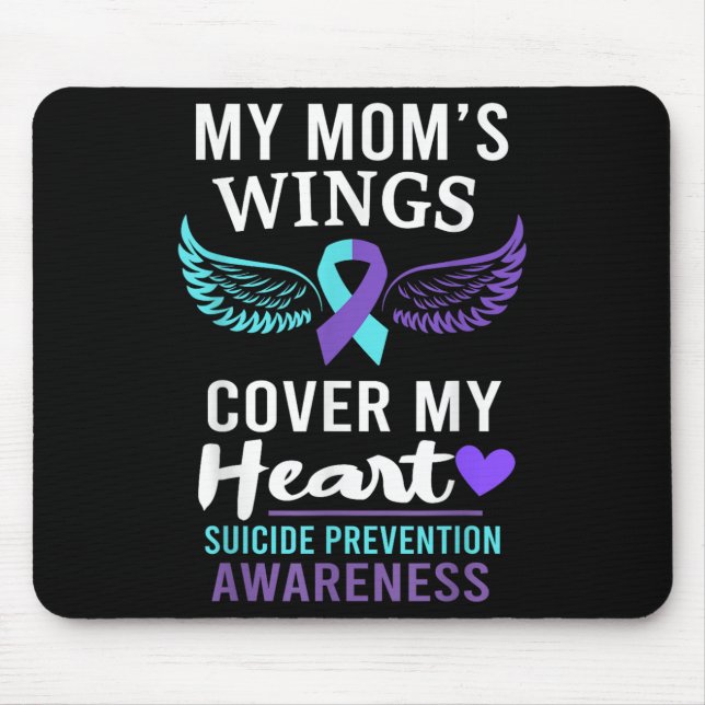 Alfombrilla De Ratón My Mom's Wings Cover Heart Suicide Awareness Ribbo (Frente)
