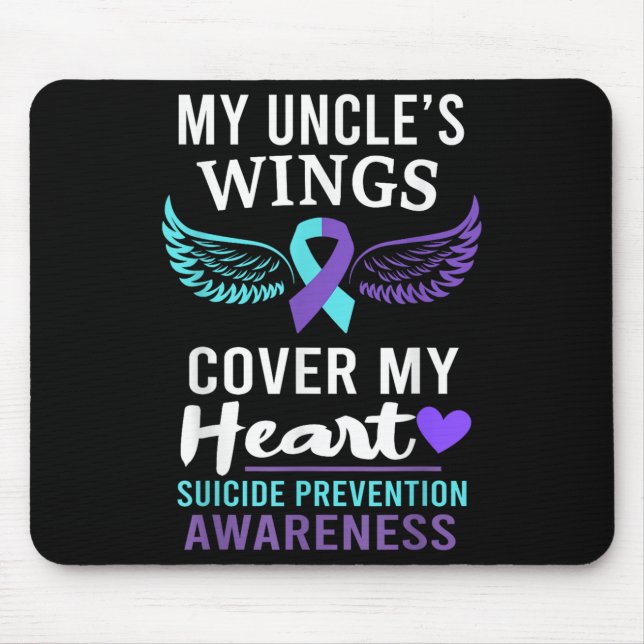 Alfombrilla De Ratón My Uncle's Wings Cover Heart Suicide Awareness Rib (Frente)