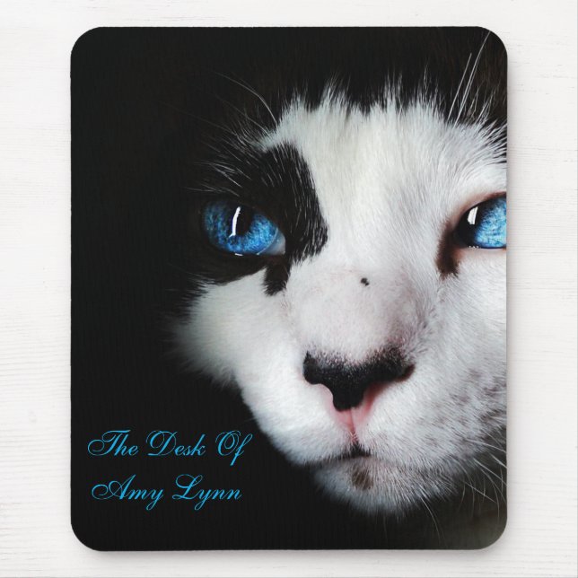 Alfombrilla De Ratón Mysteria Blue Eyed Tuxedo Cat MousePad (Frente)