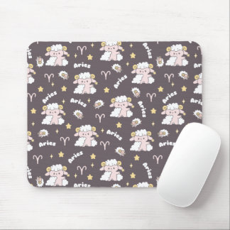 Alfombrilla De Ratón Mystic Aries Zodiac Night Bunny and Ram