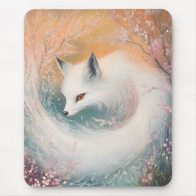 Alfombrilla De Ratón Mystic Bloom Spring Fox Watercolor (Frente)