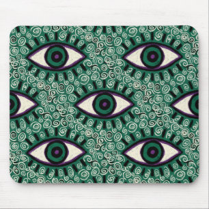 Alfombrilla De Ratón "Mystic Emerald Eyes" - Psychedelic Swirl Seamless