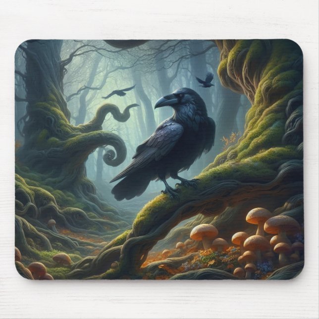 Alfombrilla De Ratón Mystic Raven Forest Hues (Frente)