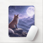 Alfombrilla De Ratón Mystical Fox & Giant Moon Snowy Mountain Peaks<br><div class="desc">Elevate your space with this enchanting mouse pad featuring a wise fox sitting atop a rock, gazing at a breathtaking giant full moon over a majestic snowy mountain range. The vibrant purple sky and glowing stars create a magical, serene atmosphere perfect for mountain home decor, office inspiration, or a unique...</div>
