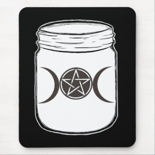 Alfombrilla De Ratón Mystical Magic Moons Triple Goddess Mason Jar