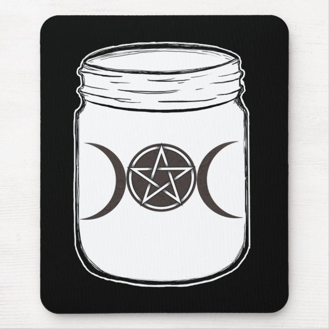 Alfombrilla De Ratón Mystical Magic Moons Triple Goddess Mason Jar (Frente)