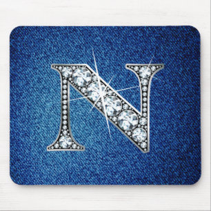 Alfombrilla De Ratón N Faux-"Diamond Bling" en Denim Mousepad
