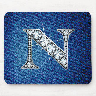 Alfombrilla De Ratón N Faux-"Diamond Bling" en Denim Mousepad