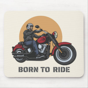 Alfombrilla De Ratón Nacido en motocicleta en bicicleta
