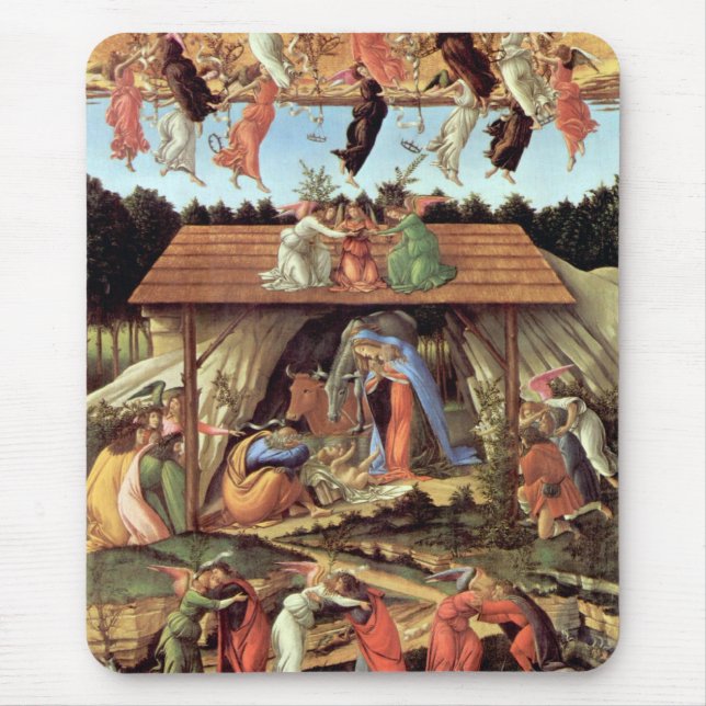 Alfombrilla De Ratón Nacimiento de Cristo por Botticelli, Navidades Nat (Frente)