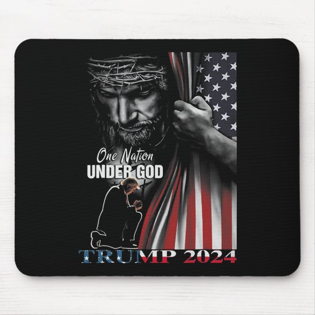Alfombrilla De Ratón Nación bajo Dios Trump 2024 Dios Bandera Americana (Frente)