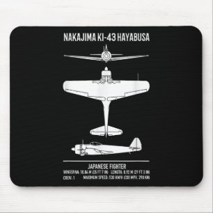 Alfombrilla De Ratón Nakajima Ki-43 Avión japonés de combate Hayabusa