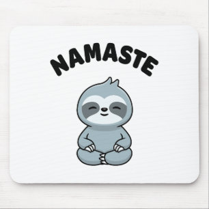 Alfombrilla De Ratón Namaste Divertido Lindo Perezoso Kawaii Yoga Perez
