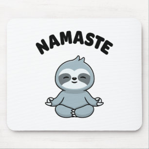Alfombrilla De Ratón Namaste Divertido Lindo Perezoso Kawaii Yoga Perez
