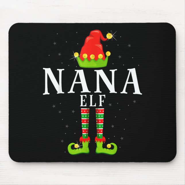 Alfombrilla De Ratón Nana Elf Christmas Matching Xmas Pajama  (Frente)