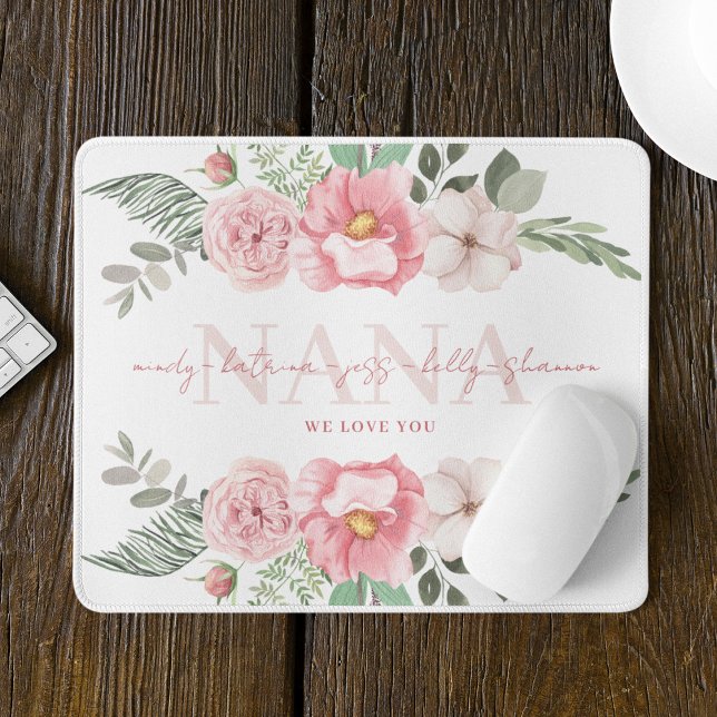 Alfombrilla De Ratón Nana Mousepad floral personalizado (Celebrate your Nana with this personalized floral mouse pad! )