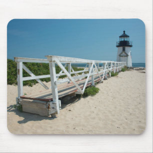 Alfombrilla De Ratón Nantucket. Faro de madera antiguo