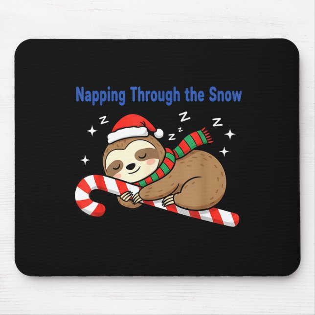 Alfombrilla De Ratón Napng Through The Snow Christmas Sloth Candy Cane  (Frente)