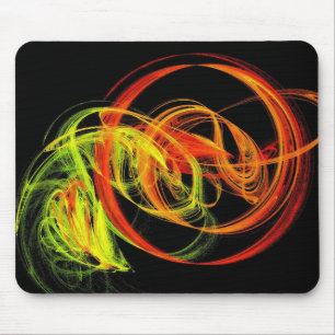 Alfombrilla De Ratón Naranja Amarillo Verde Abstracto Swirls Mouse Pad