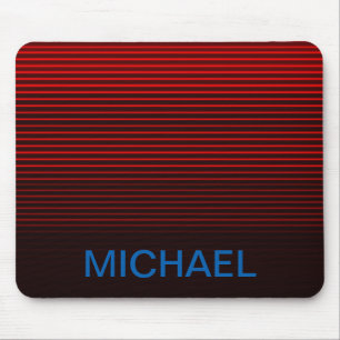 Alfombrilla De Ratón Naranja azul monogramado Bandas negras rojas