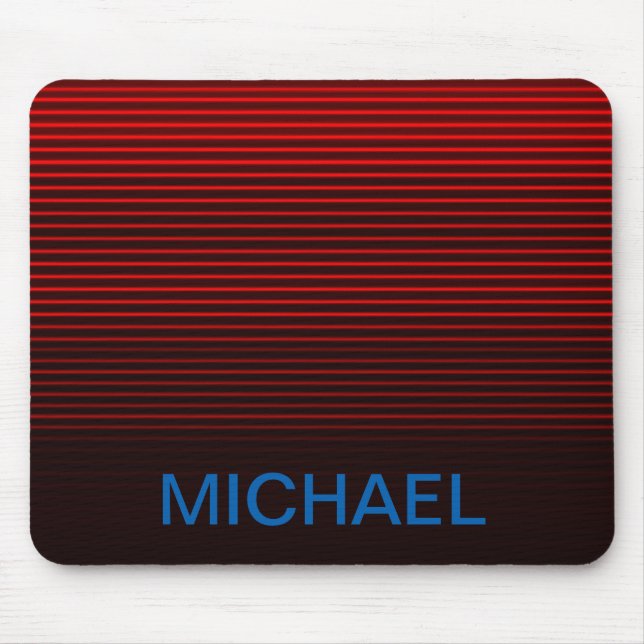Alfombrilla De Ratón Naranja azul monogramado Bandas negras rojas (Frente)