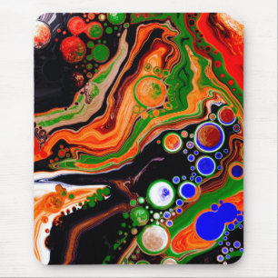 Alfombrilla De Ratón Naranja, azul, verde, negro, arte de fluido digita