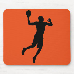 Alfombrilla De Ratón Naranja Black Basketball Player Silhouette