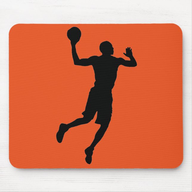 Alfombrilla De Ratón Naranja Black Basketball Player Silhouette (Frente)