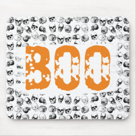Alfombrilla De Ratón Naranja Boo Halloween Spooky Skull Pattern
