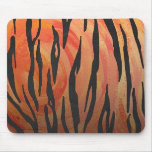Alfombrilla De Ratón Naranja caliente tigre e impresión en negro