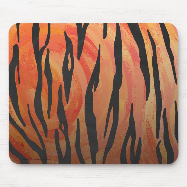Alfombrilla De Ratón Naranja caliente tigre e impresión en negro (Frente)