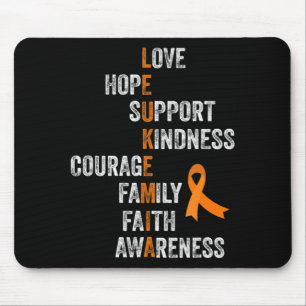 Alfombrilla De Ratón Naranja Cinta Rótulo Retro Vintage Aml Leucemia Aw