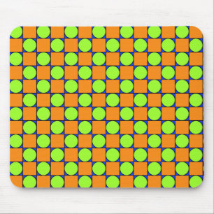 Alfombrilla De Ratón Naranja cuadrado y patrón de círculo verde