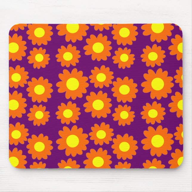 Alfombrilla De Ratón Naranja Daisies (Frente)