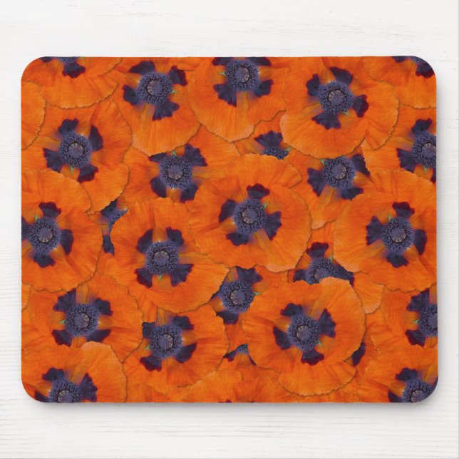 Alfombrilla De Ratón Naranja de escarlata Poppy patrón sin soldadura (Frente)