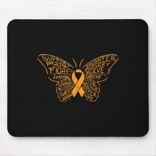 Alfombrilla De Ratón Naranja de mariposa Cinta Cinta Cáncer Conciencia  (Frente)