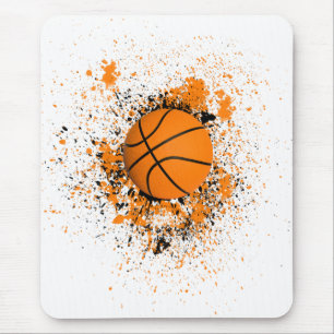 Alfombrilla De Ratón Naranja del baloncesto Grunge Paint Splatt Black G