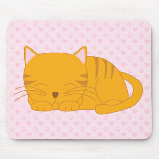 Alfombrilla De Ratón Naranja durmiente Tabby Cat