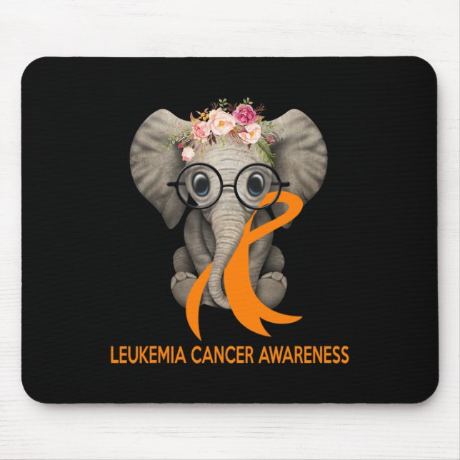 Alfombrilla De Ratón Naranja elefante Ribbon Leukemia Sensibilización s (Frente)