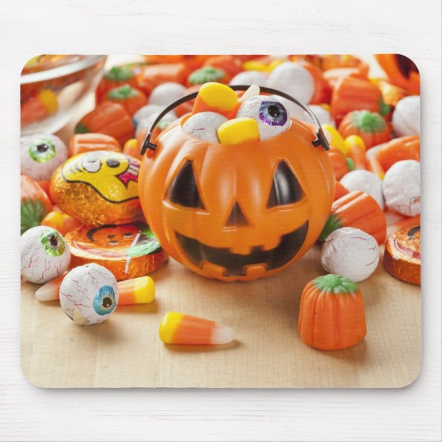 Alfombrilla De Ratón Naranja espeluznante Halloween Candy (Frente)