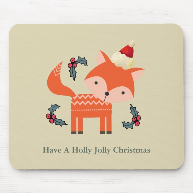 Alfombrilla De Ratón Naranja Fox En Santa Hat Cuidados Navidades Whimsi (Frente)