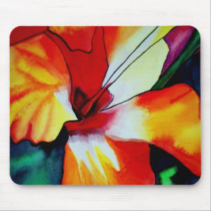 Alfombrilla De Ratón Naranja Hibiscus flor tropical acuarela arte
