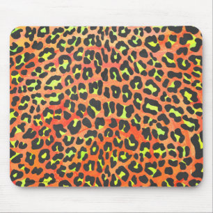 Alfombrilla De Ratón Naranja leopardo e impresión amarilla