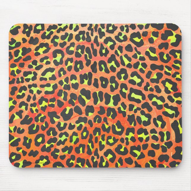 Alfombrilla De Ratón Naranja leopardo e impresión amarilla (Frente)