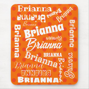 Alfombrilla De Ratón Naranja Lover Polka Dotado Arte Word Personalizado