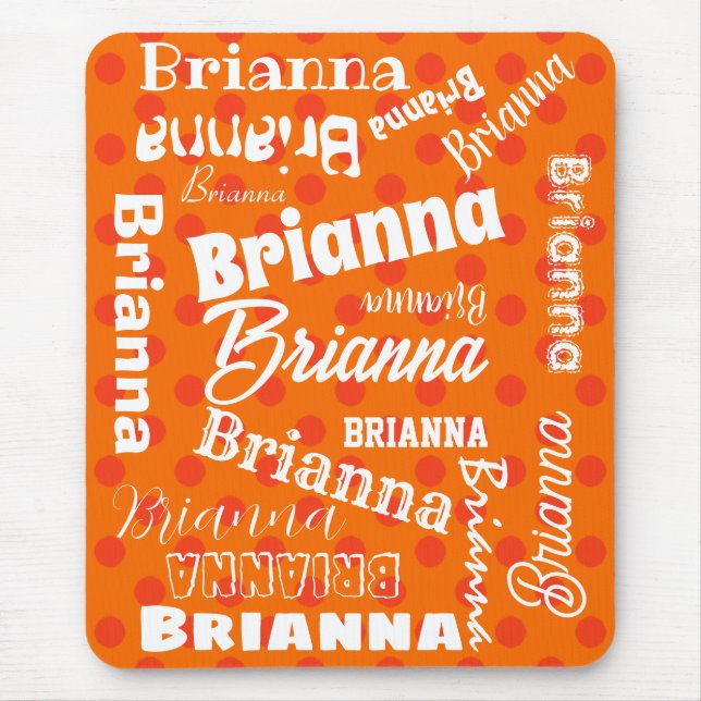 Alfombrilla De Ratón Naranja Lover Polka Dotado Arte Word Personalizado (Frente)