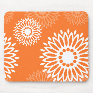 Alfombrilla De Ratón Naranja minimalista Mandala Patrón floral geométri
